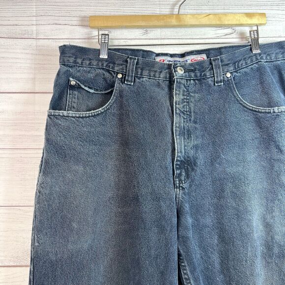 Vintage Anchor Blue Wide Leg Baggy Dark Wash Jeans Cropped Sz 39”x24.5” Men Y2K - Picture 4 of 14